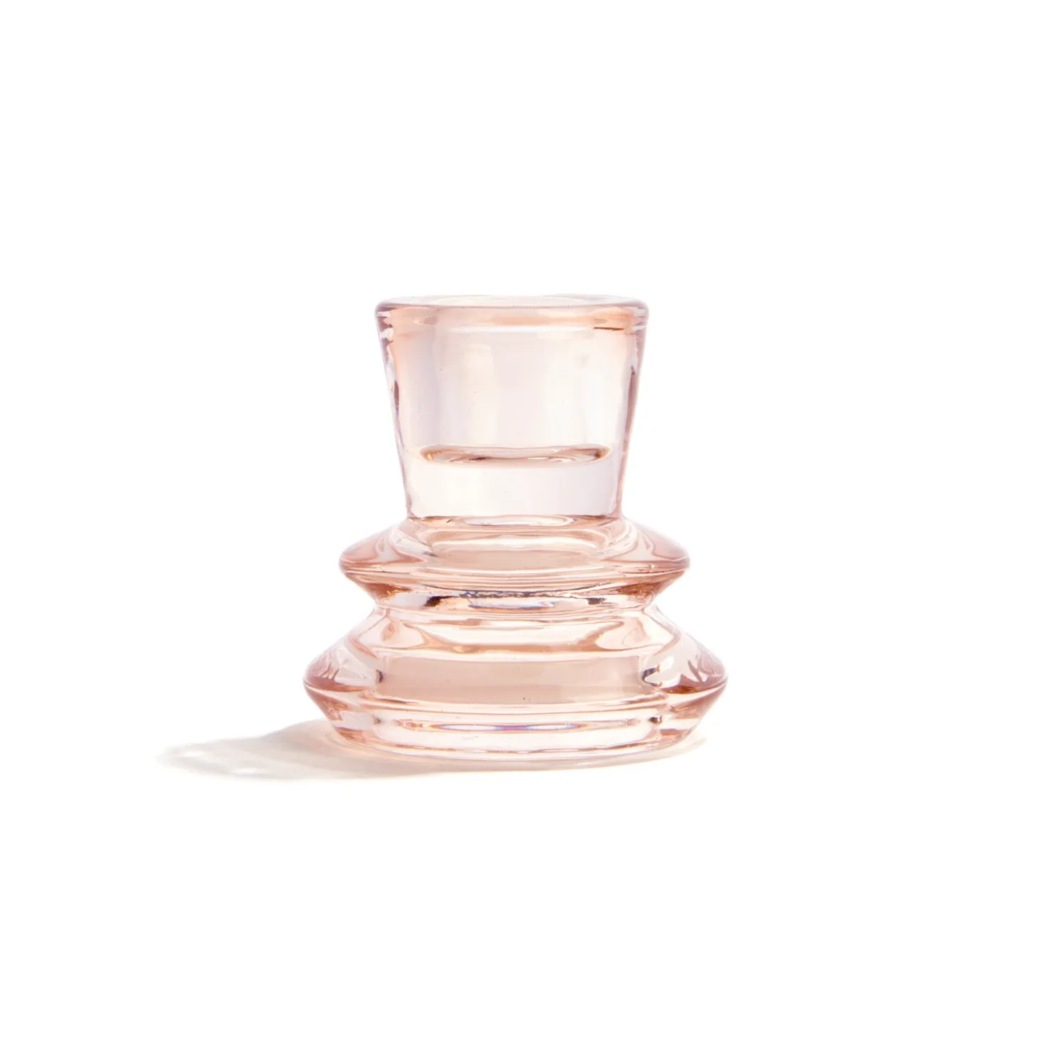 Millie Glass Taper Candle Holders, Set of 4, Blush