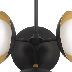 Mira 4 Globe LED Pendant, Matte Black and Satin Brass