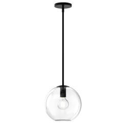 Open Box Aria 10" Clear Globe Pendant, Matte Black