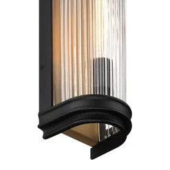 Open Box Bristol Outdoor Wall Light, Matte Black with Brass Accents