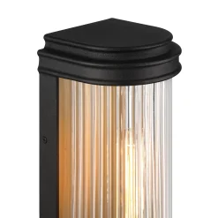 Open Box Bristol Outdoor Wall Light, Matte Black with Brass Accents