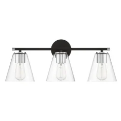 Open Box Carlisle 3 Light Vanity, Matte Black and Chrome