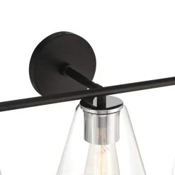 Open Box Carlisle 3 Light Vanity, Matte Black and Chrome