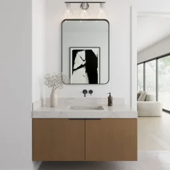 Open Box Carlisle 3 Light Vanity, Matte Black and Chrome