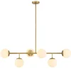 Open Box Castell 6 Globe Linear LED Pendant, Aged Brass