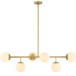 Open Box Castell 6 Globe Linear LED Pendant, Aged Brass
