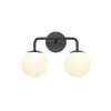 Open Box Castell 2 Globe LED Vanity Light, Matte Black