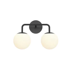 Open Box Castell 2 Globe LED Vanity Light, Matte Black