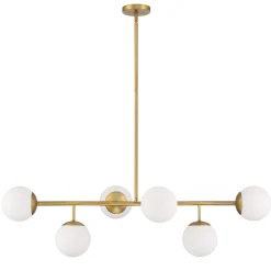Open Box Castell 6 Globe Linear LED Pendant, Aged Brass