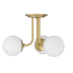 Open Box Castell 3 Globe LED Semi-Flush, Aged Brass