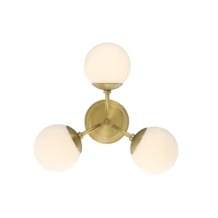 Open Box Castell 3 Globe LED Semi-Flush, Aged Brass