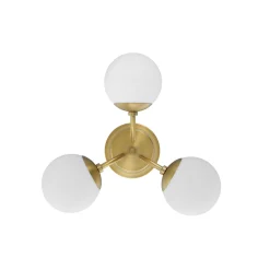 Open Box Castell 3 Globe LED Semi-Flush, Aged Brass