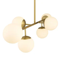 Open Box Castell 6 Globe Linear LED Pendant, Aged Brass