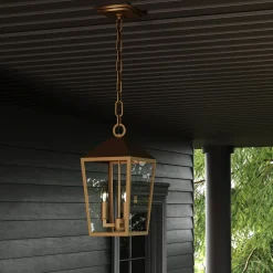 Open Box Cole Outdoor Hanging Light, Burnished Brass