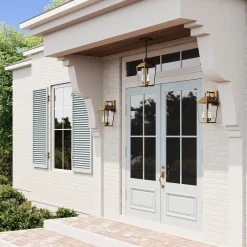 Open Box Cole Outdoor Hanging Light, Burnished Brass