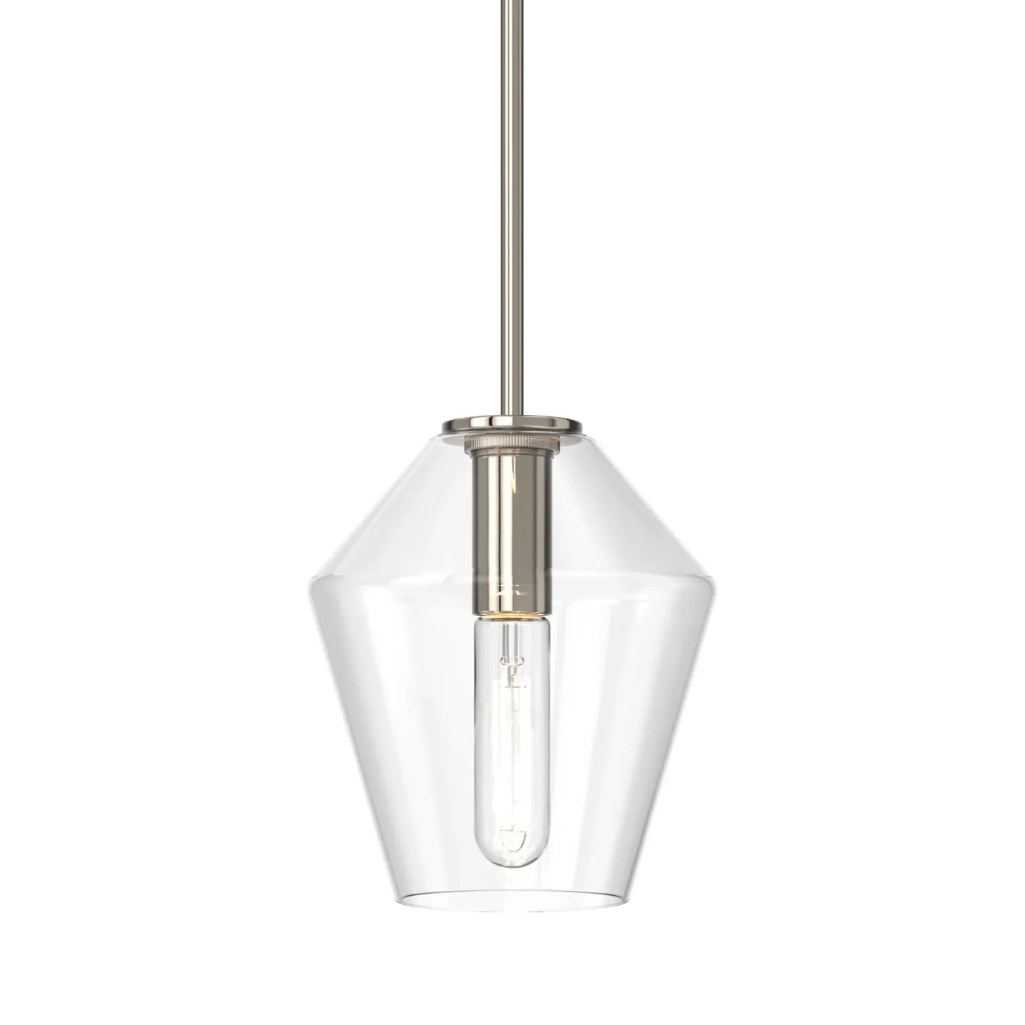 Open Box Eva 9" Clear Diamond Pendant, Polished Nickel