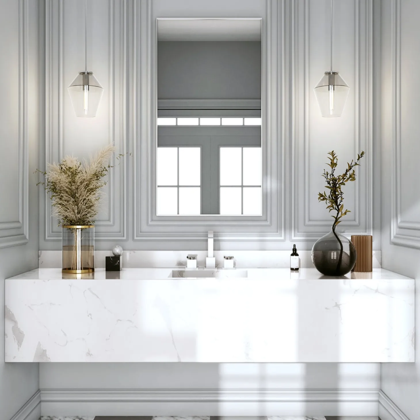 Open Box Eva 9" Clear Diamond Pendant, Polished Nickel