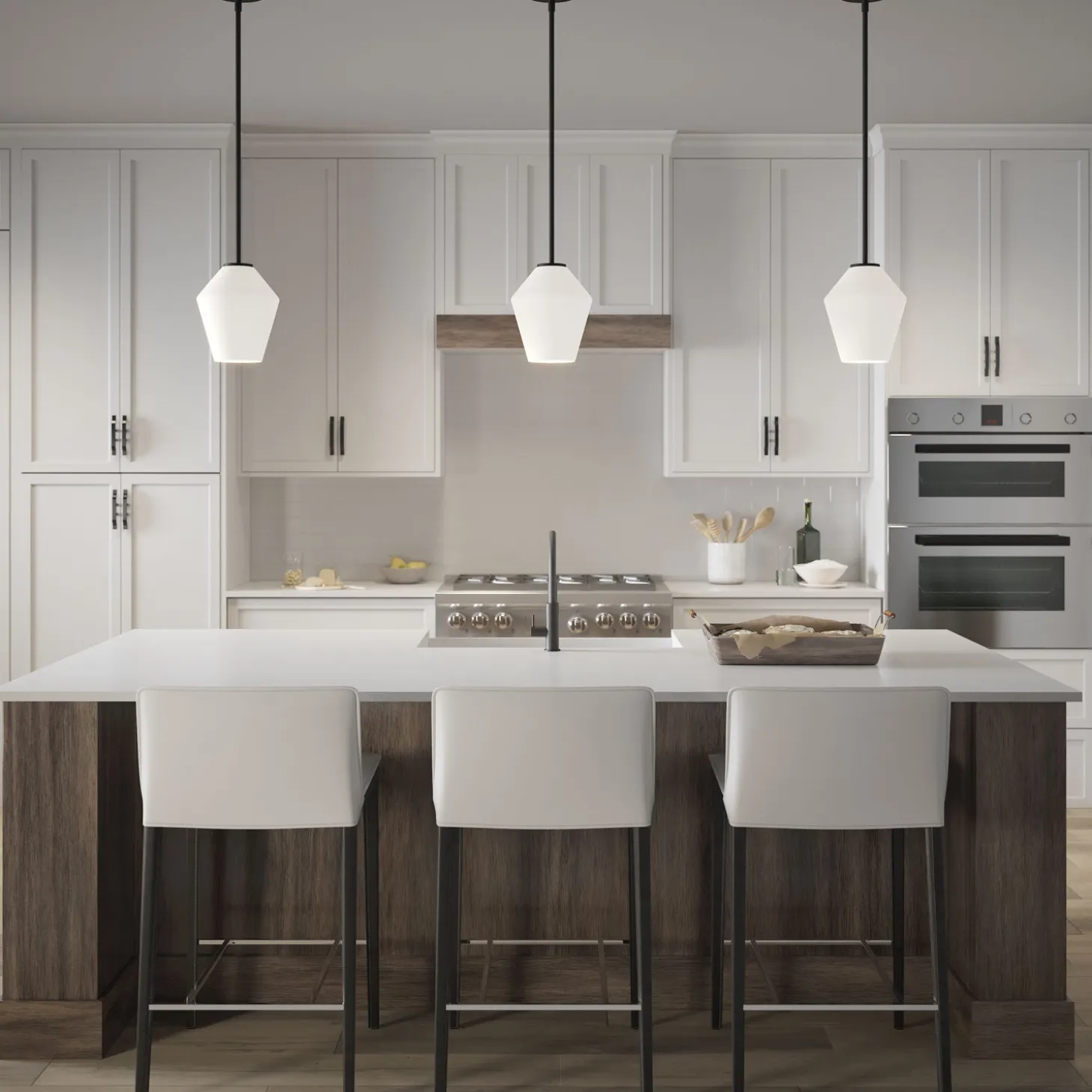 Open Box Eva 9" Opal Diamond Pendant, Matte Black