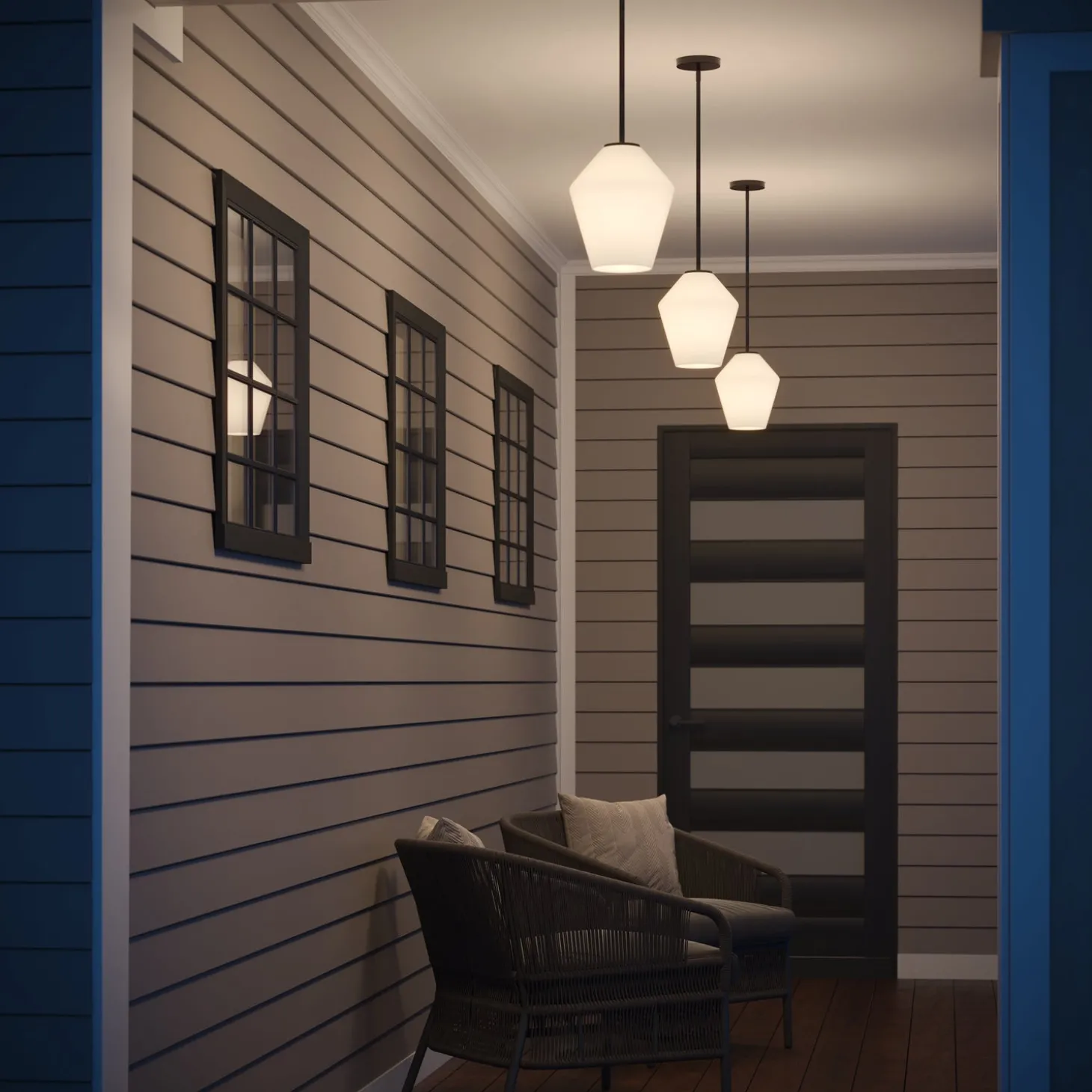 Open Box Eva 9" Opal Diamond Pendant, Matte Black