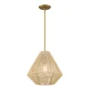 Open Box Farrah Small Jute Pendant, Natural and Aged Brass