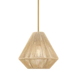 Open Box Farrah Small Jute Pendant, Natural and Aged Brass