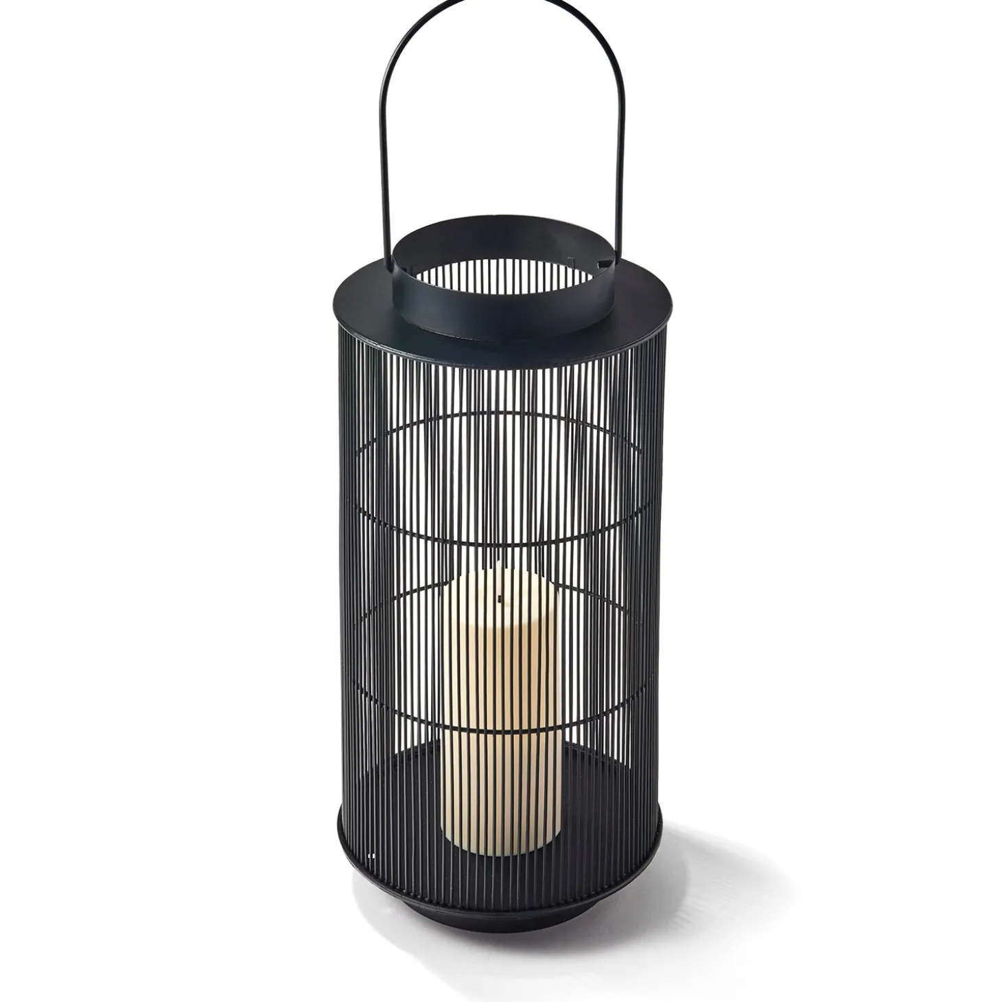 Open Box Mariposa Metal Lantern with Flameless Candle, Large