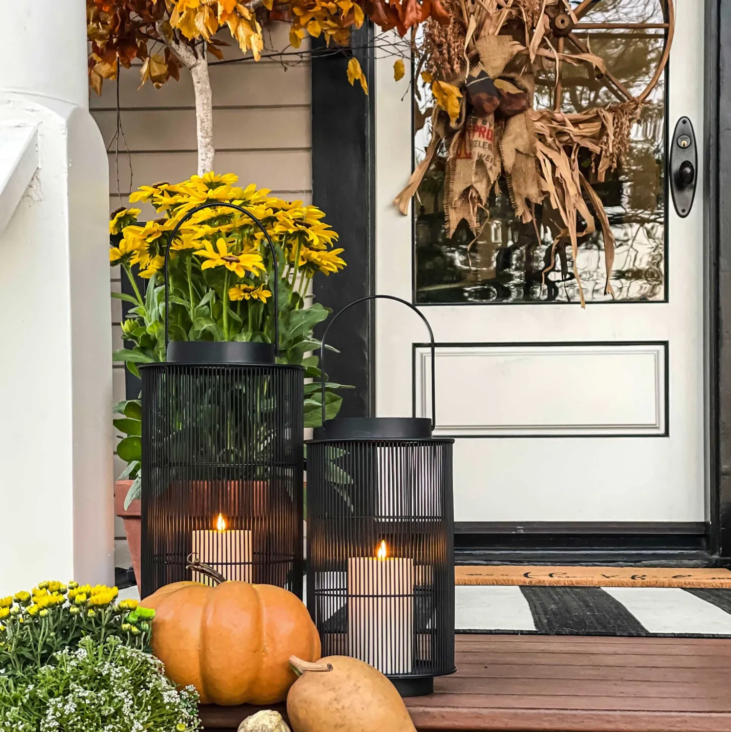 Open Box Mariposa Metal Lantern with Flameless Candle, Large