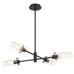 Open Box Mason 4 Light Chandelier, Matte Black
