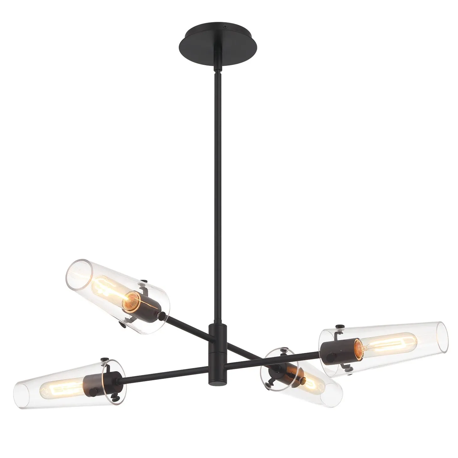 Open Box Mason 4 Light Chandelier, Matte Black