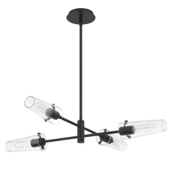 Open Box Mason 4 Light Chandelier, Matte Black