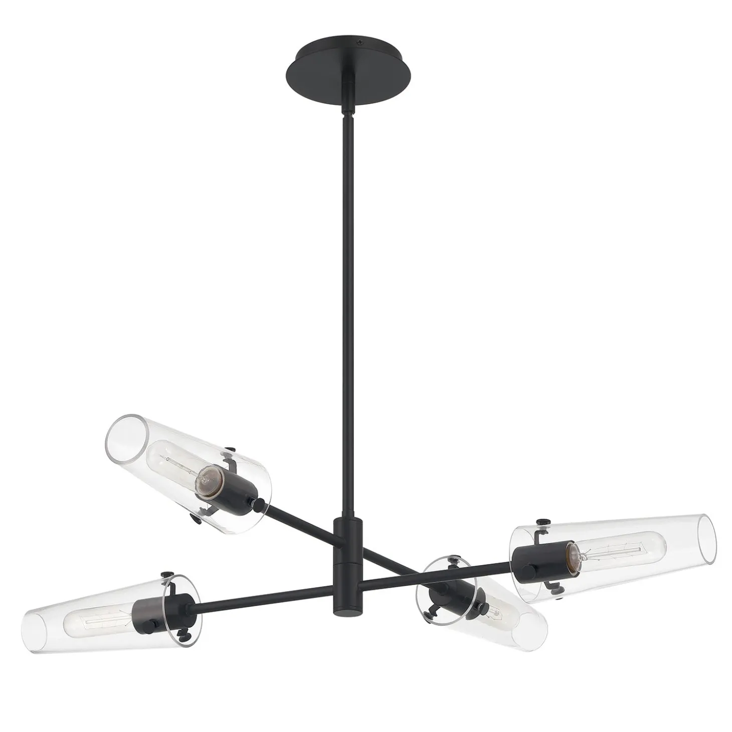 Open Box Mason 4 Light Chandelier, Matte Black