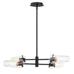 Open Box Mason 4 Light Chandelier, Matte Black