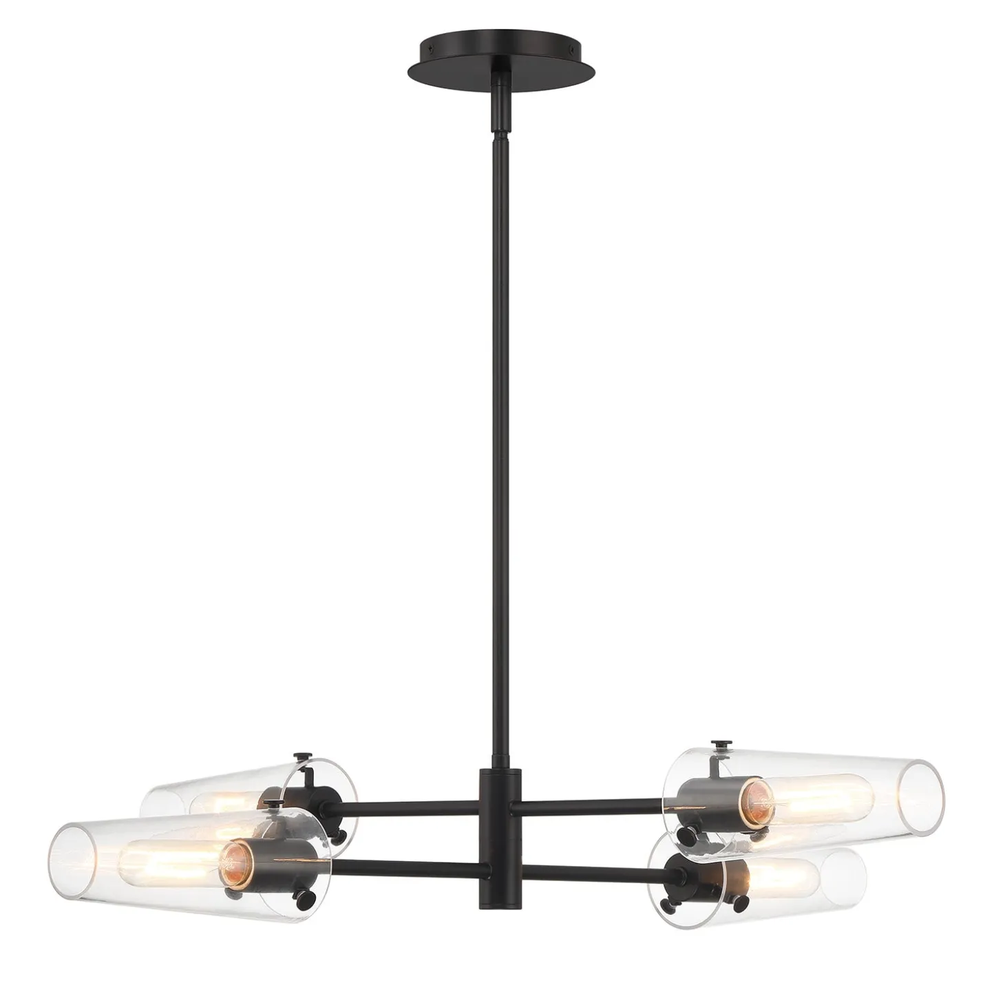Open Box Mason 4 Light Chandelier, Matte Black