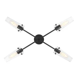 Open Box Mason 4 Light Chandelier, Matte Black