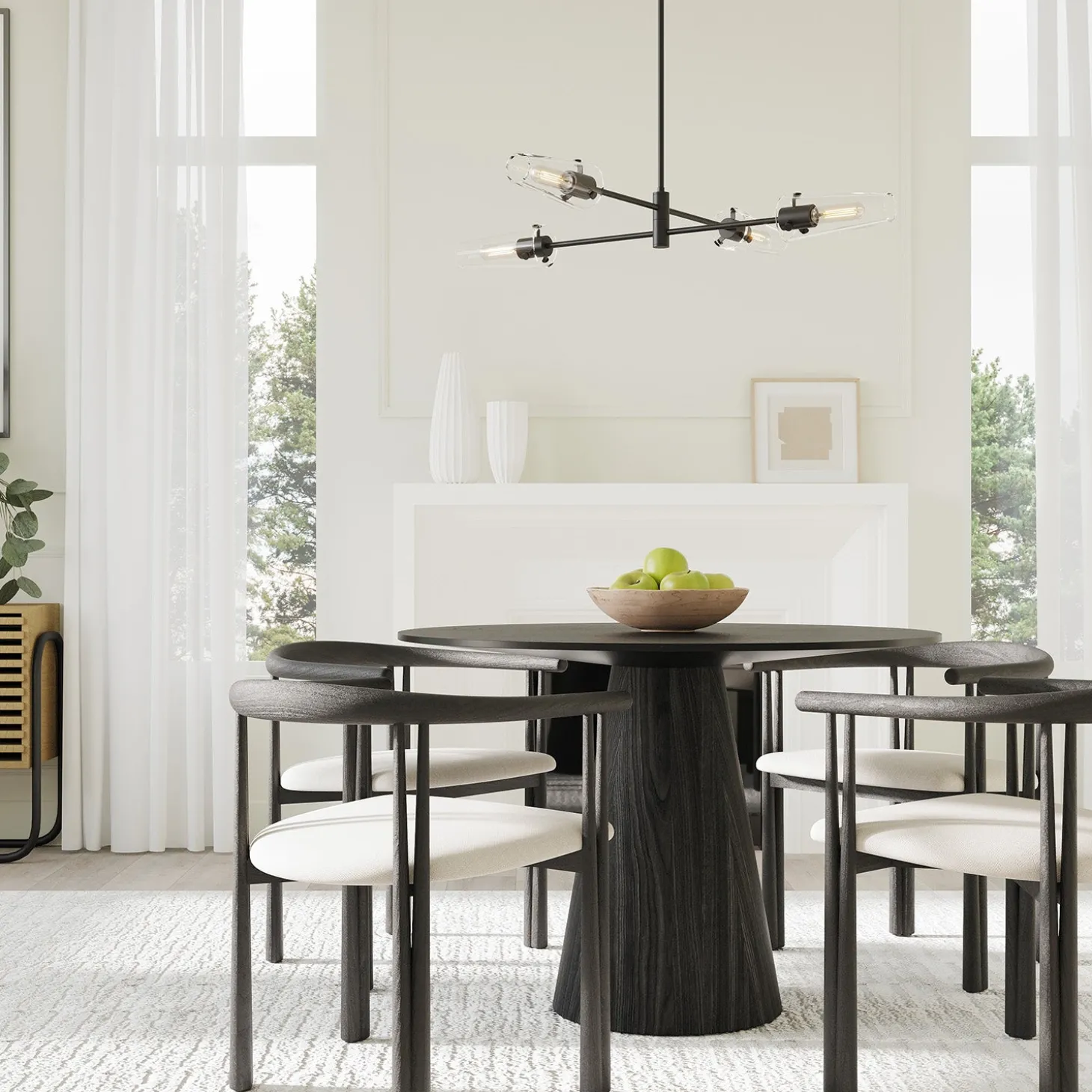 Open Box Mason 4 Light Chandelier, Matte Black