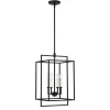 Open Box Noa 4 Light Pendant, Matte Black with White