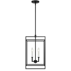Open Box Noa 4 Light Pendant, Matte Black with White