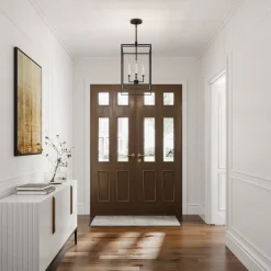 Open Box Noa 4 Light Pendant, Matte Black with White