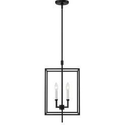 Open Box Noa 4 Light Pendant, Matte Black with White