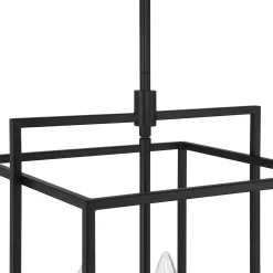 Open Box Noa 4 Light Pendant, Matte Black with White