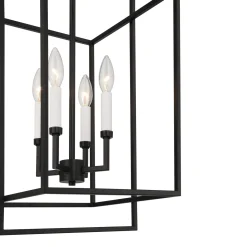 Open Box Noa 4 Light Pendant, Matte Black with White