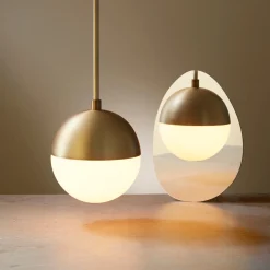 Open Box Powell LED 7" Aged Brass Globe Pendant