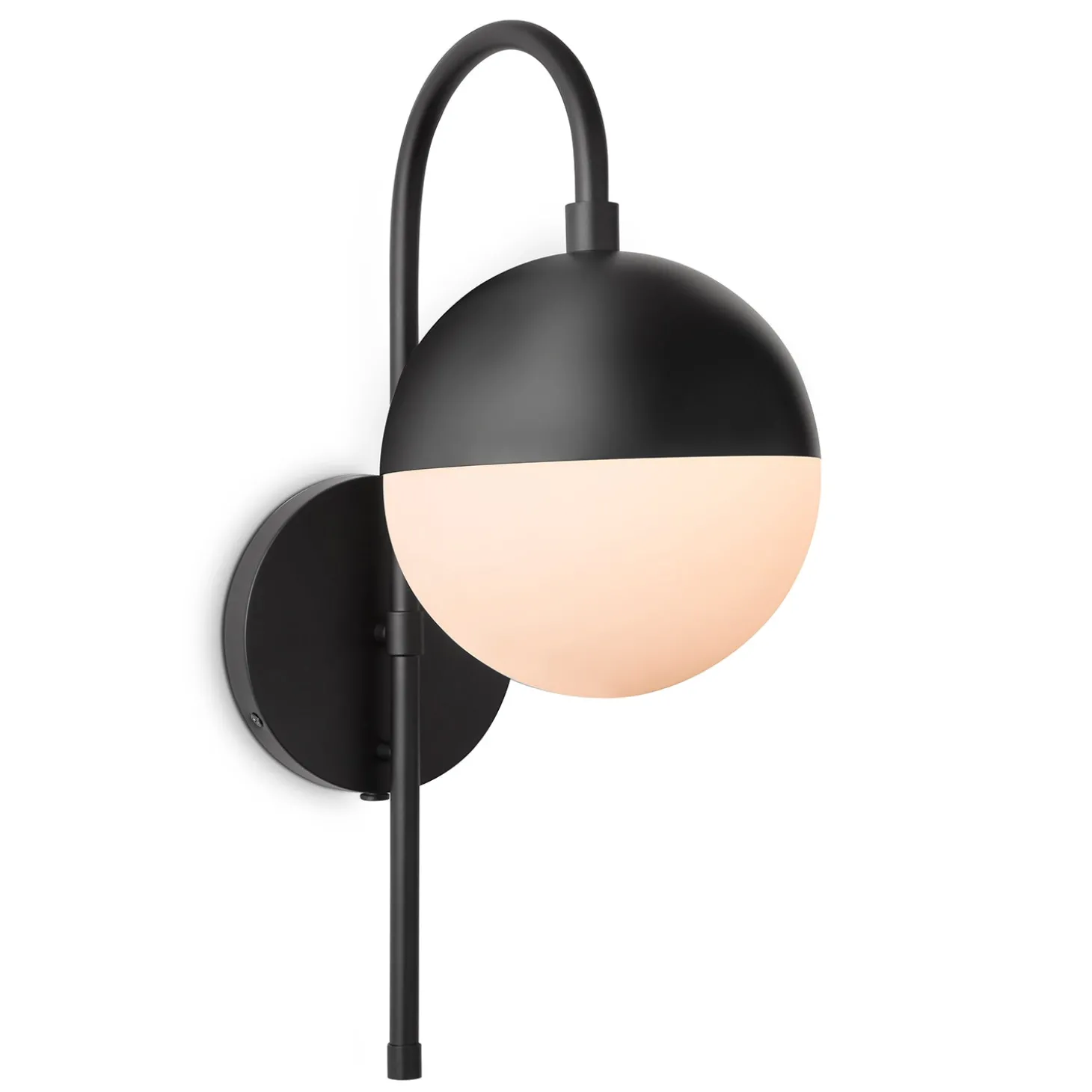 Open Box Powell LED Wall Sconce with Hooded White Globe, Matte Black