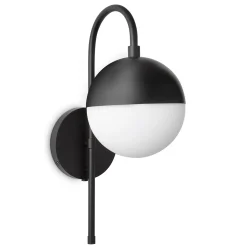 Open Box Powell LED Wall Sconce with Hooded White Globe, Matte Black