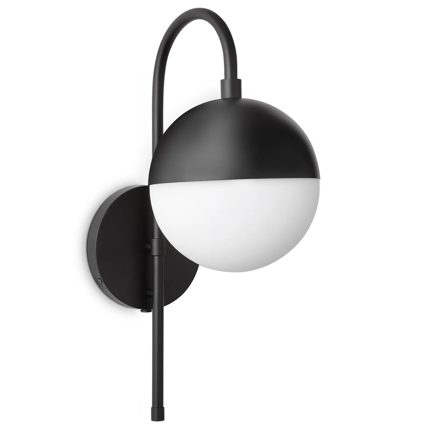 Open Box Powell LED Wall Sconce with Hooded White Globe, Matte Black