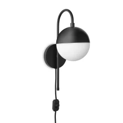 Open Box Powell LED Wall Sconce with Hooded White Globe, Matte Black