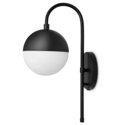 Open Box Powell LED Wall Sconce with Hooded White Globe, Matte Black