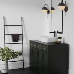 Open Box Powell LED Wall Sconce with Hooded White Globe, Matte Black