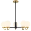 Open Box Ryan 5 Light Chandelier, Matte Black and Aged Brass