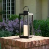 Open Box Velo Metal Lantern with Solar LED Candle, Large